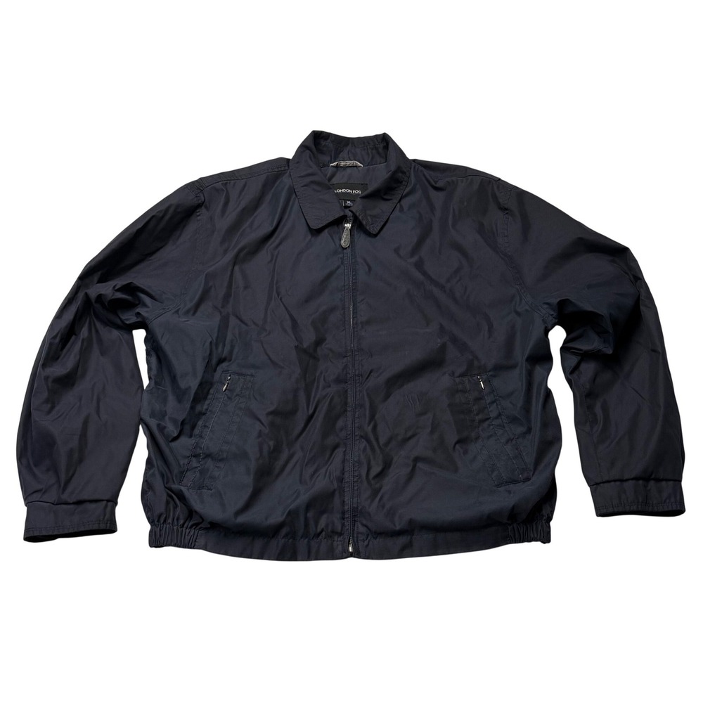 London Fog Mens XL Navy Blue Zip-Up Jacket Mesh Lining Zip Pockets Vented
